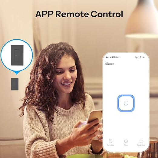 SONOFF M5 Matter Smart WiFi Light Switch, 1-Gang Wall Switch with Timing & Voice Control, Compatible with Matter, Alexa & Google Home, Requires Neutral Wire (120 Type)