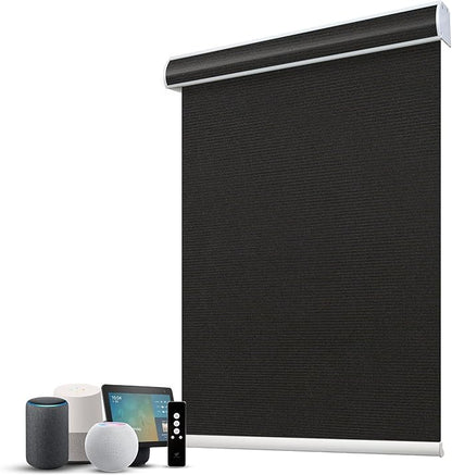 SmartWings Motorized 100% Blackout Shades Blinds, Custom Size, Cordless Window Shades with Rechargeable Battery, Work with Matter/Apple HomeKit, Alexa, Thread/Zigbee, Remote Optional, Eclipse Black