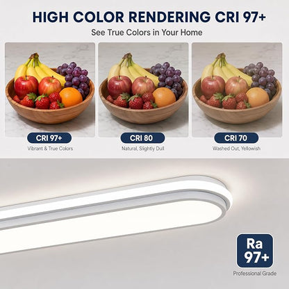 28.3 Inch Modern Smart LED Ceiling Light,40W High Brightness Linear Flush Mount Light Fixture,Dimmable Long Led Ceiling Lamp with Remote Control for Kitchen,Garage,Hallway,Laundry,Study Room