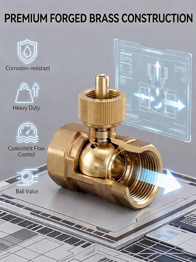 Smart Wifi Water Valve, Motorized Ball Valve, App Comtrol, Brass | Programmable Timer Switch, Manual Open/Close, Tuya App Alert, Multi-user, Alexa/Google Home Compatible, 3/4" NPT Threaded