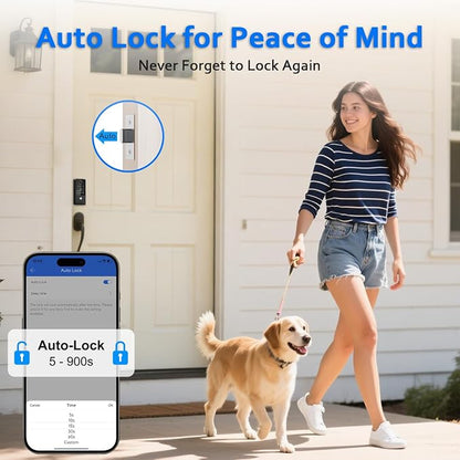 Smart Door Lock Deadbolt, Keyless Entry Door Lock with Fingerprint & Keypad,App Control,Auto Lock,Secure Electronic Digital Lock for Front Door Home Apartment Rental,Easy Installation,Matte Black