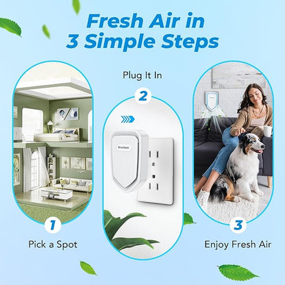 Air Ionizers Plug In Negative Ion Air Purifiers Quiet Air Freshener for Home Bedroom Office Basement - Portable Mini Air Cleaner Odor, Smoke, Dust, Pet Smell (2, Black)