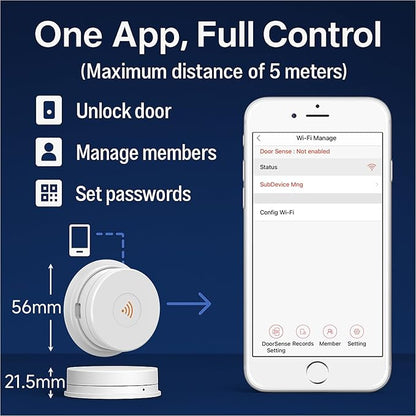 Wi-Fi Bridge (W100) & Door Sensor for WeHere Smart Lockboxes, Door Sensor for Business/Store/Home/Office Security, App Remote Check Door Close or Open