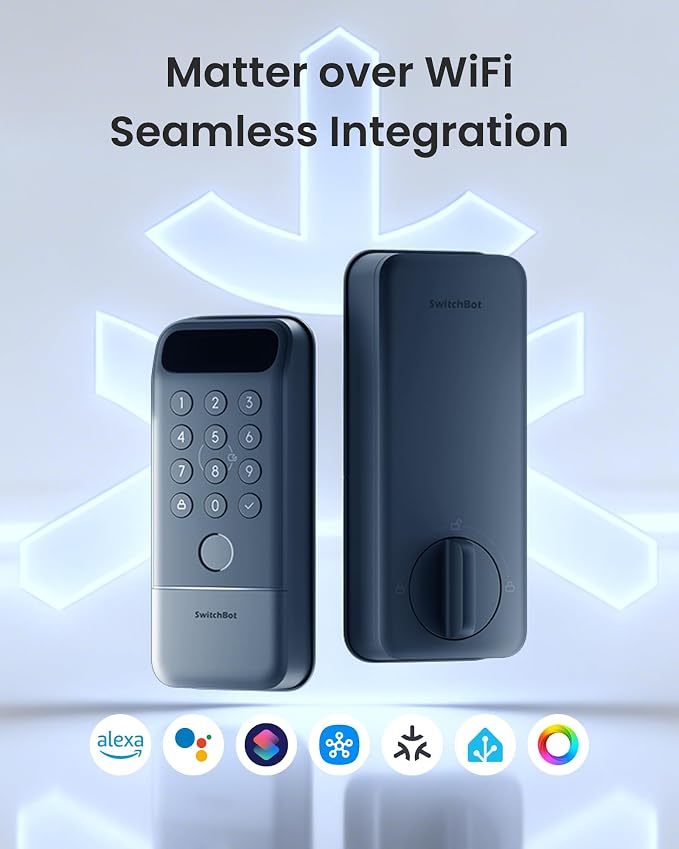 SwitchBot Lock Vision Pro Smart Lock, Palm Vein + Fingerprint, Keyless Entry Deadbolt for Front Door, Touchless Unlock, 12-Month Battery, WiFi No Hub, Auto-Lock, Matter, Apple Home, Alexa, Google