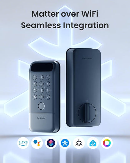 SwitchBot Lock Vision Pro Smart Lock, Palm Vein + Fingerprint, Keyless Entry Deadbolt for Front Door, Touchless Unlock, 12-Month Battery, WiFi No Hub, Auto-Lock, Matter, Apple Home, Alexa, Google