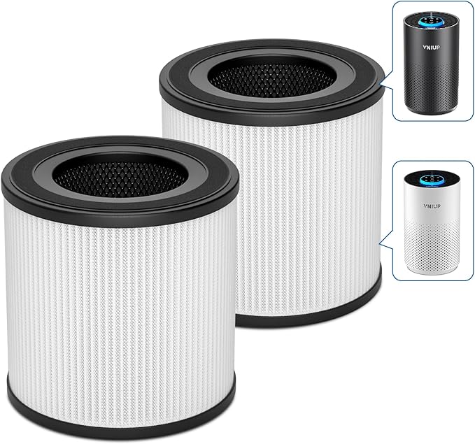 White Air Purifier+2 Pack ZQA 4000C Replacement Filter, with Sleep Mode& Light Mode Air Cleaner for Pet Dander Odor Dust Smoke