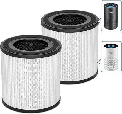 White Air Purifier+2 Pack ZQA 4000C Replacement Filter, with Sleep Mode& Light Mode Air Cleaner for Pet Dander Odor Dust Smoke