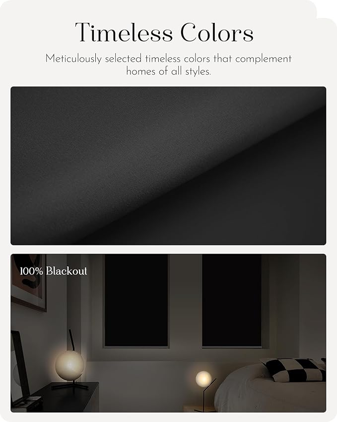 Graywind Smart Roller Shades 100% Blackout Window Blinds with APP Control Customized Automatic Shades for Home and Office(36" Wx72 H,Black)