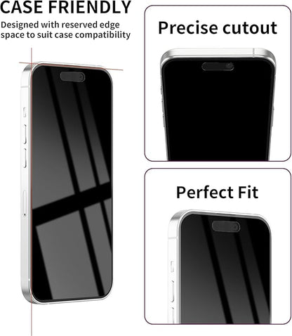 3 Pack Privacy Screen Protector for iPhone 16 Plus Tempered Glass 6.7inch Private Saver Anti-Spy Eye Protection Anti-Scratch Full Coverage