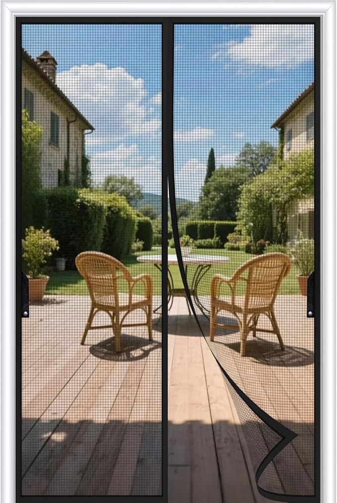 FEGO Magnetic Screen Door Fit Door Size:34"x82", Screen Itself Size 36"x83", Enjoy Breeze, Hands Free Entry, Reinforced Fiberglass Mesh Anti-Tearing, Pet & Kid Friendly, Strong Magnets for Patio/Front