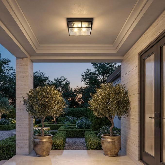 Modern Farmhouse Square Flush Mount Ceiling Light Fixtures,12 inch,4-Light