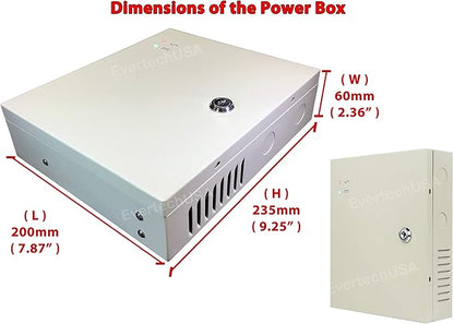 EVERTECH 8 Channel 9 Port Power Box Security Camera 12V DC 5A Ampere CCTV DVR Power Supply Switch Box Key Locked