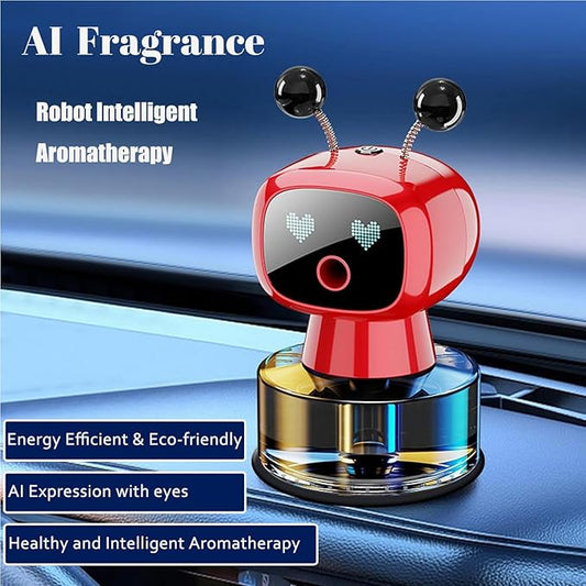Robot Intelligent Aromatherapy Machine, Smart Cute Robot Car Air Freshener - Fine Spray/Fillable/Four-Gear Adjustment/Vibration Sensing/On-Off/Large Capacity Long-Lasting Fragrance/Red-V2(Hilton)