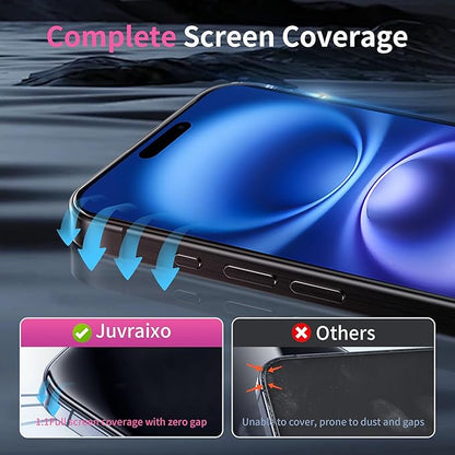 Juvraixo for iPhone 16 Privacy Screen Protector 6.1 Inch Anti Blue Light for 16 Tempered Glass 28° Rose red Gradient Anti-Spy Easy Installation Full Coverage Anti-Scratch
