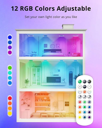 wowatt Rechargeable Shower Light with Remote, RGB Colors Changing & White Light for Shower, Shower Lights for Inside Shower with Motion Sensor, IP44 Waterproof Lights for Shower Closet Bedroom