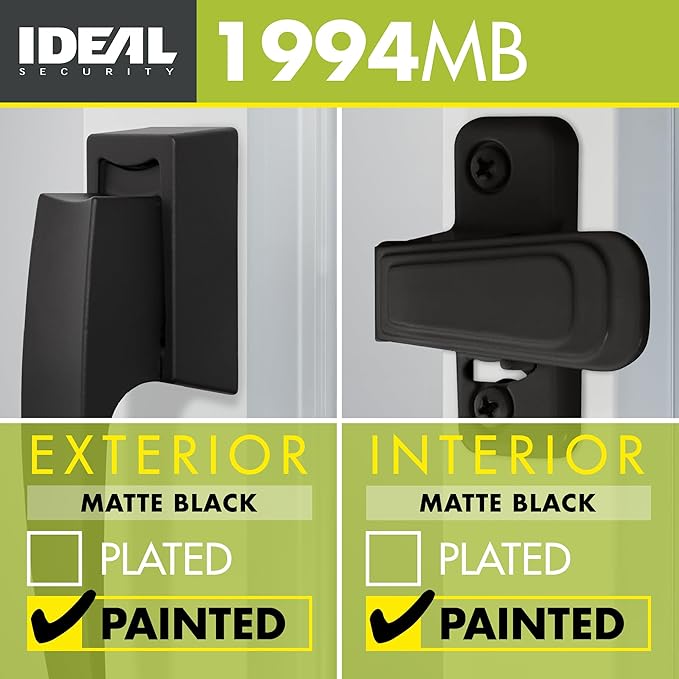 Ideal Security Model 1994 VP Pull Handle Set for Storm and Screen Doors, Fits 1 to 2-1/8 inches Thick Doors, Matte Black