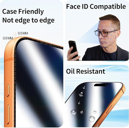 2 Pack Mirror Screen Protector for iPhone 17 Pro Max Privacy Tempered Glass Mirrored Effect Anti-Spy Easy Installation Frame Full Coverage Shatterproof Anti-Scratch Anti-Bubble (6.9 inch Silver)