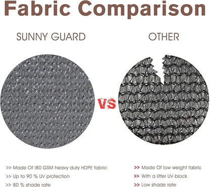 Sunny Guard Customized 3'x12' Dark Grey Balcony Privacy Screen,90% Shade Apartments Fence Cover,Heavy Duty Mesh Windscreen for Deck,Outdoor,Backyard,Patio