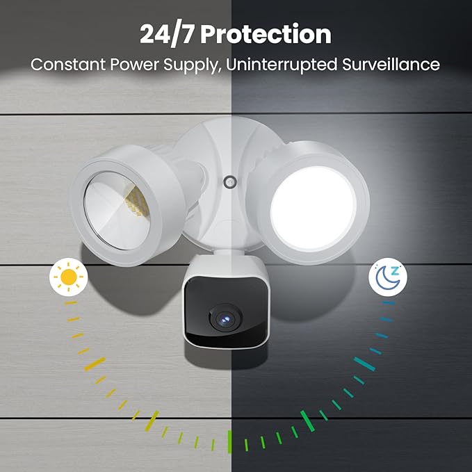 Wired Floodlight Camera | Home Security Camera Outdoor Waterproof with 3K UHD | 2200-Lumen | Motion Sensor, Color Night Vision, 105dB Siren, Works w/Alexa,2-Way Audio