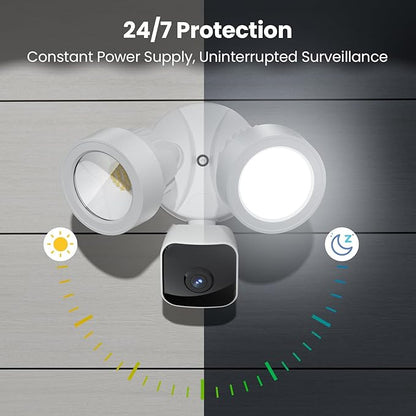 Wired Floodlight Camera | Home Security Camera Outdoor Waterproof with 3K UHD | 2200-Lumen | Motion Sensor, Color Night Vision, 105dB Siren, Works w/Alexa,2-Way Audio