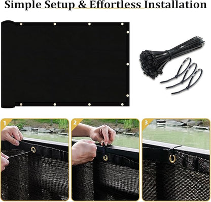 Shade&Beyond 5'x51' Black Privacy Screen Fence Cover 170 GSM Fencing Mesh Fence Panel for Wall Garden Yard Backyard Indoor Outdoor Home Decoration