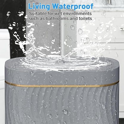 Ogikey Bathroom Small Trash Can with Automatic Touchless Lid, 2.6 Gallon Smart Garbage Can Narrow Waterproof Trash Bin for Bedroom, Office, Living Room