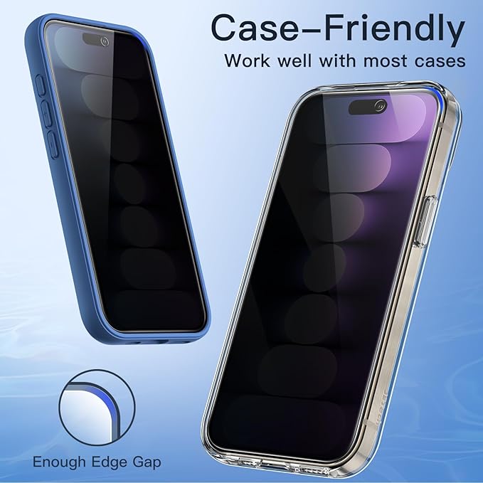 JETech Privacy Screen Protector for iPhone 15 Pro Max 6.7-Inch, Anti-Spy Tempered Glass Film with Easy Installation Tool, 2-Pack