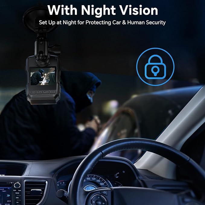 BOBLOV M5 2K Police Body Worn Camera, GPS Enabled &1440P Body Mounted Cam, 128G Body Cam Built-in 4200MAH Battery,12Hrs Record, IP67 Waterproof, Night Vision Law Enforcement with Car Suction Mount
