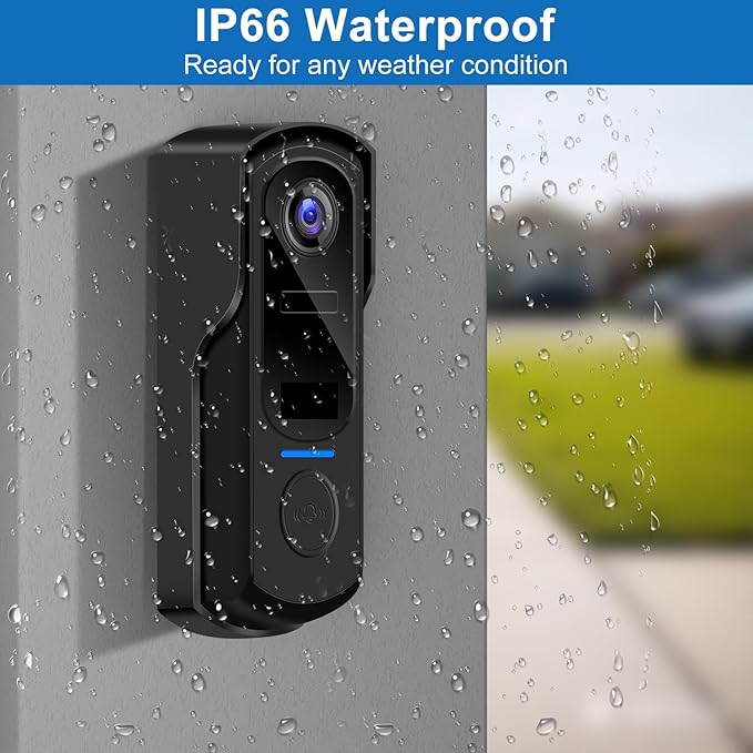 Doorbell Camera Wireless with Chime,no Subscription,Two-Way Talk, HD Smart Home Video Doorbell,Battery Powered,Night Vision, Motion Detection & Alerts,Compatible with Alexa & Google,2.4G WiFi Only