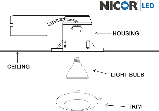 NICOR Lighting 6 inch Nickel Recessed Shower Trim with Albalite Lens (17505NK)
