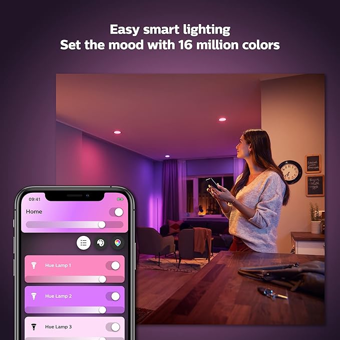 Philips Hue (1) Black Tap Dial Light Switch with (2) Smart 85W BR30 LED Bulb, White and Color Ambiance Color-Changing Light, 1200LM, E26 - Requires Bridge - Control with Hue App or Voice Assistant