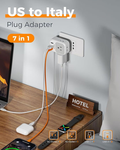 TESSAN Italy Travel Plug Adapter, Type L Plug 2 Pack