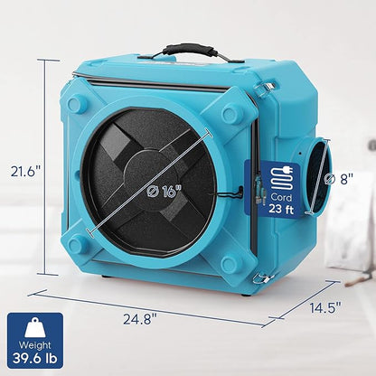 ALORAIR CleanShield HEPA 550 Industrial Commercial HEPA Air Scrubber for Damage Restoration, cETL Listed, GFCI Outlet, 10 Years Guarantee, Blue(Pack of 4)