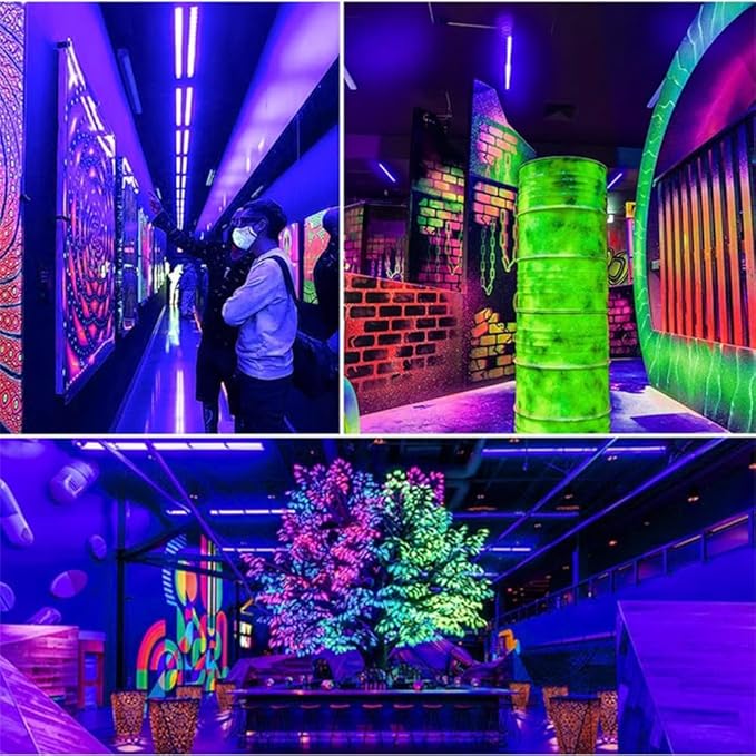 Black Light Bar, 1ft USB UV Black Light Fixture for Fluorescent Tapestry, Body Paint, Halloween, Christmas - 2-Pack with On/Off Switch
