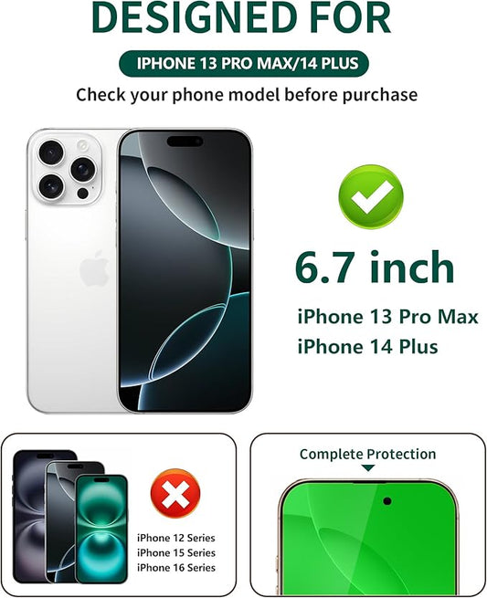 2 Pack for iPhone 13 Pro Max/14 Plus Privacy Screen Protector Tempered Glass 6.7 inch Private Protective Film Anti-Blue Light Anti Spy No-Bubble Gradient Green [HD Clarity]