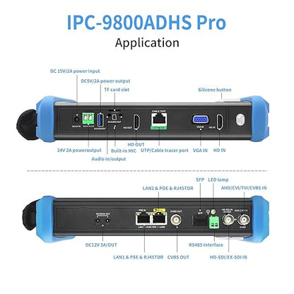 Rsrteng CCTV Camera Tester, 8K 32MP IP Camera Tester with POE++ Max 90W 8MP CVI TVI AHD SDI CVBS Camera Tester 7inch IPS Touch Screen CCTV Tester Support SFP, WiFi HD IPC Tester IPC-9800ADHS Pro