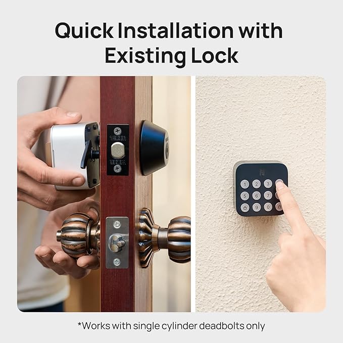 Anona Holo Wi-Fi Smart Lock, Keyless Entry Door Lock with App Remote Control, Auto-Lock & Anomaly Detection, Non-Destructive Installation, Supports Alexa, Apple Home, Matter