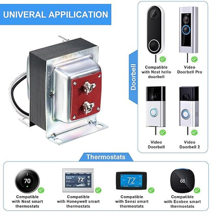 Maxdot Doorbell Transformer 24V 40VA Compatible with Ring Wired Video Doorbell, Safe Wired 24 Volt Doorbell Kit, Easy to Install Door Bell Transformer, The Product Has Passed The UL Test(2 Pcs)