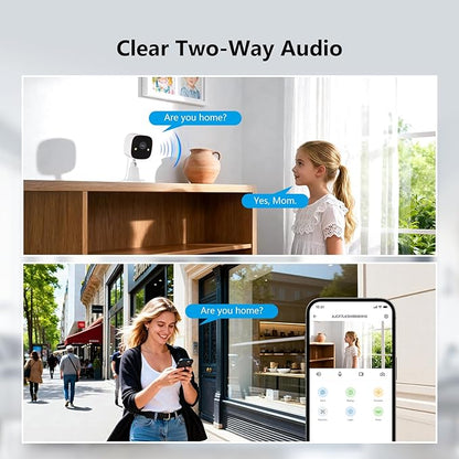 1080P Indoor Security Camera, 2.4GHz WiFi Home Camera for Baby, Pet & Elderly Monitoring, Night Vision, 2-Way Audio, Human Motion Detection, 24/7 Recording