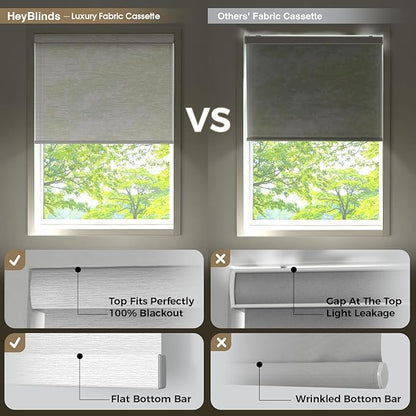 HeyBlinds Motorized Blinds with Remote, Smart Roller Shades with App & Voice Control, Work with Alexa Google HomeKit, Light Filtering Custom Window Shades for Living Room Office (Simply-Smoky Gray LF)