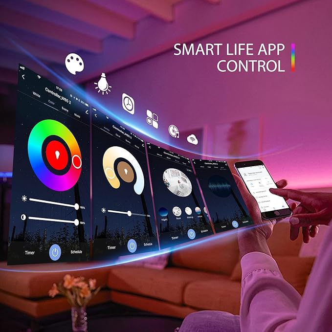 WB5 RF WiFi Bluetooth LED Strip Controller RGB CCT RGBW 5in1 Dimmable Compatible with Smart Life APP/Alexa Echo/Google Assistant Home/Siri, DC12-24V Lights Controller