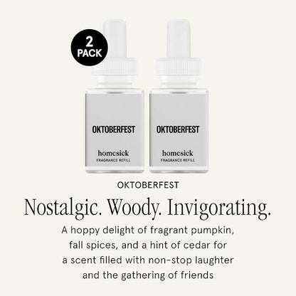 Pura & Homesick Home Scent Refill - Smart Home Air Diffuser Fragrance - Long-Lasting Luxury Scent per Refill - Clean Diffuser Fragrance - Household Essential - 2 Pack, Oktoberfest
