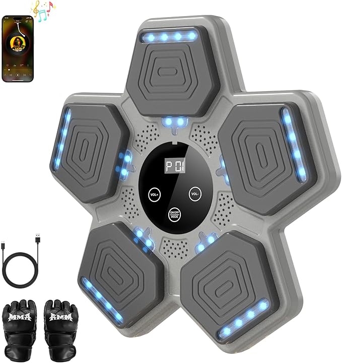 LOLBOX Music Boxing Machine for Adults & Kids - Smart Punching Machine with Boxing Gloves, Wall Boxing Punching Pad for Home, Office, Gym (Upgraded Version)