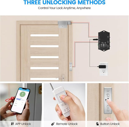 WiFi Smart Magnetic Lock for Door Kit, 1200lbs Holding Force Magnetic Door Lock System with App/Remote Control, 4 Modes, Sound Alerts, Easy Install for Home & Office