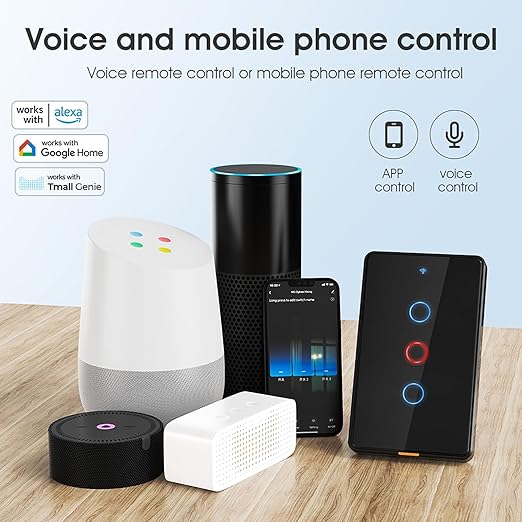 Zigbee Smart Touch Wall Light Switch, Requires ZigBee Hub, No Neutral Wire, No Capacitor, 3 Gang Single Live Wire Light Switch, Work with Alexa Google Assistant, Support Tuya Smart Life, White