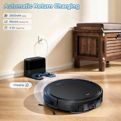 Robot Vacuum and Mop Combo, 2 in 1 Mopping Robotic Vacuum Cleaner w Schedule,Robot Vacuum Self Emptying App/Remote,5000Pa Strong Suction, Slim, Ideal for Hard Floor, Pet Hair (F7s)
