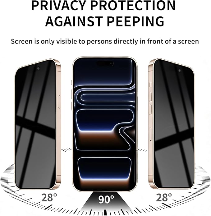 3 Pack Privacy Screen Protector for iPhone 17 Pro Tempered Glass 6.3inch Private Saver Anti-Spy Eye Protection Anti-Scratch Full Coverage