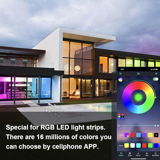 SUPERNIGHT Bluetooth LED Controller, Smart Mobile Phone APP Control Music Remote Controller for SMD 5050 2835 3528 4-Pin RGB LED Strip Lights (2 Ports)