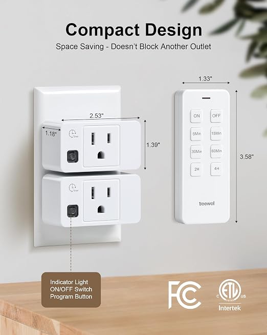 Remote Control Outlet with Countdown Timer, Portable Magnetic Switch