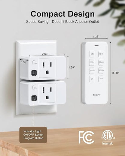 Remote Control Outlet with Countdown Timer, Portable Magnetic Switch
